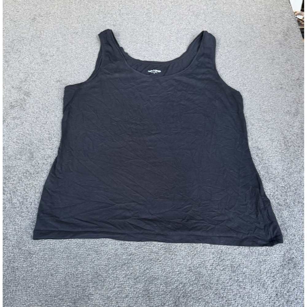 Cable & Gauge Black Scoop Neck Tank Top Large CX17045 Cotton Blend Stretch